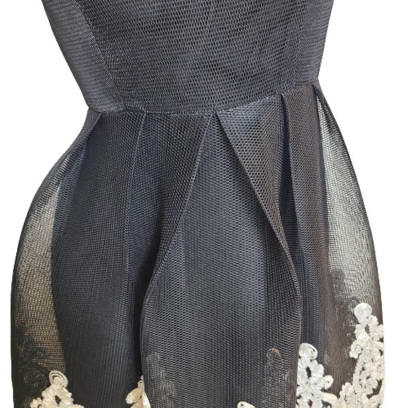 Stunning Black Cocktail Dress with White Accents by Jenn - Picture 7 of 16